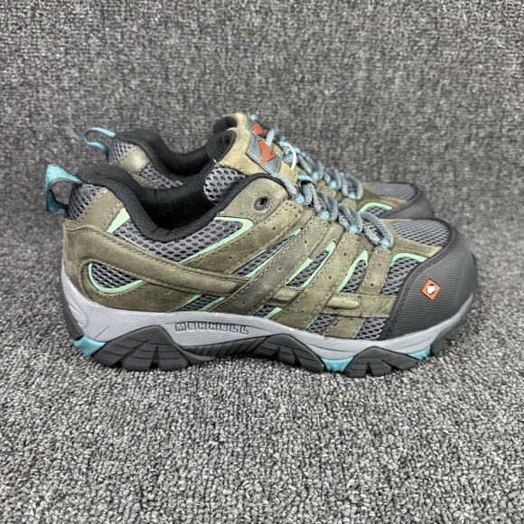Merrell Work Moab Vertex Safety Composite Toe Work Shoes OD Green Teal Women 8 - Picture 1 of 7